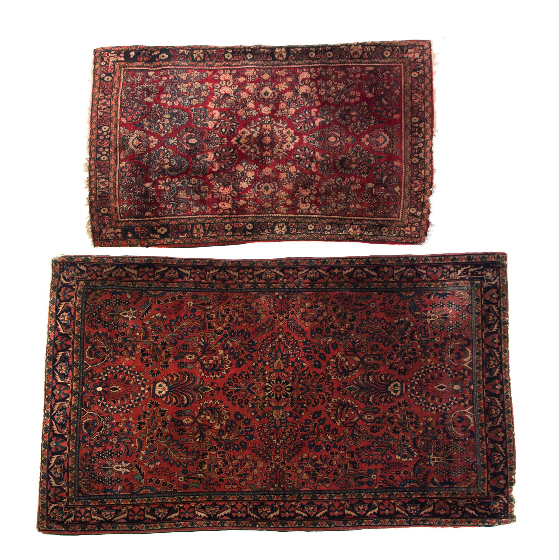 Appraisal: TWO SAROUK HANDMADE ORIENTAL AREA RUGS Asian st half- th