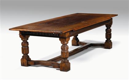 Appraisal: Northern European oak refectory table The rectangular top with draw