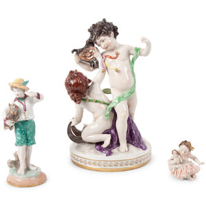 Appraisal: A Group of Capodimonte Porcelain Figures includes a small girl