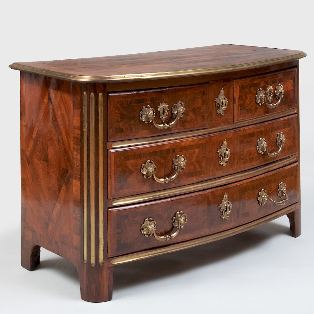 Appraisal: R gence Ormolu-Mounted Kingwood Parquetry Commode Fitted with two short