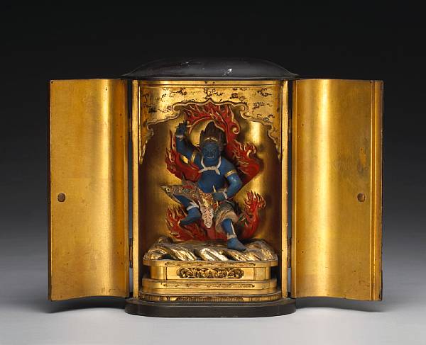 Appraisal: A lacquered wood zushi with an esoteric deity Edo Period