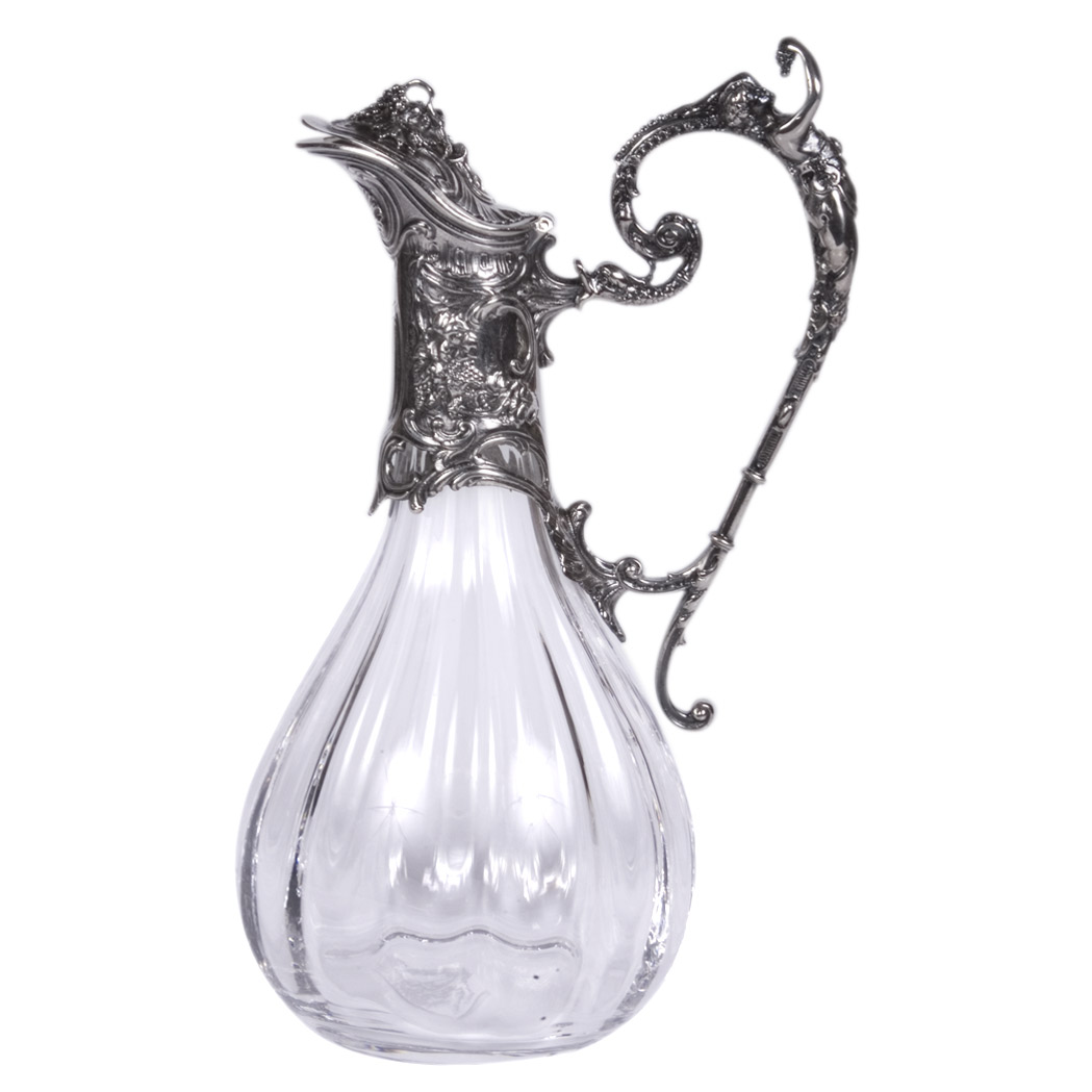 Appraisal: Silver Plate Mounted Cristallerie de Lorraine Molded Glass Claret Jug