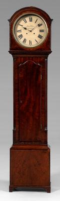 Appraisal: Georgian mahogany tall case clock arched and inlaid hood with