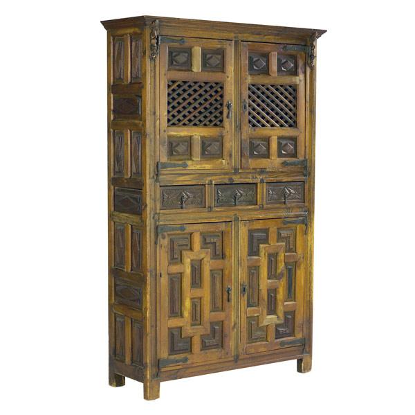 Appraisal: Spanish Colonial cabinet th C Paneled doors over and under