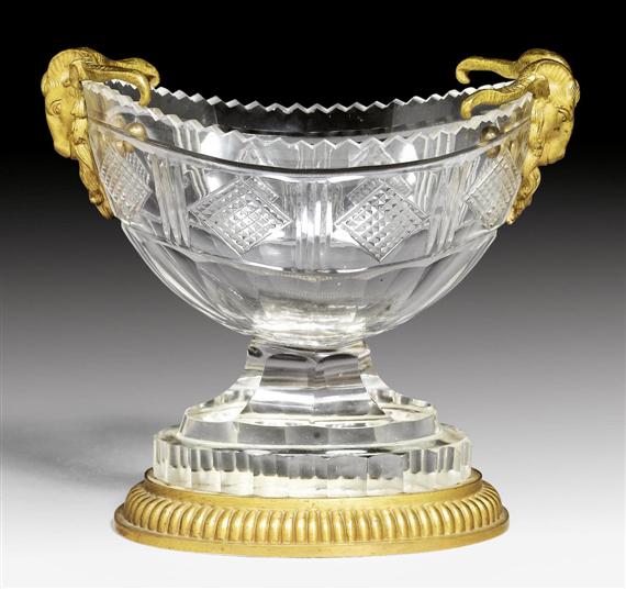 Appraisal: SMALL FOOTED BOWL AUX TETES DE BELIERS Louis XVI style