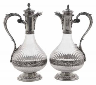 Appraisal: Pair of French Silver Jugs Paris late th early th