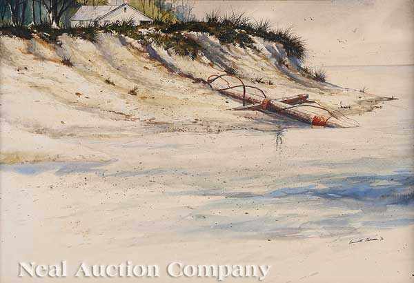 Appraisal: Emmitt Thames American Mississippi b Coastal Scene watercolor signed and