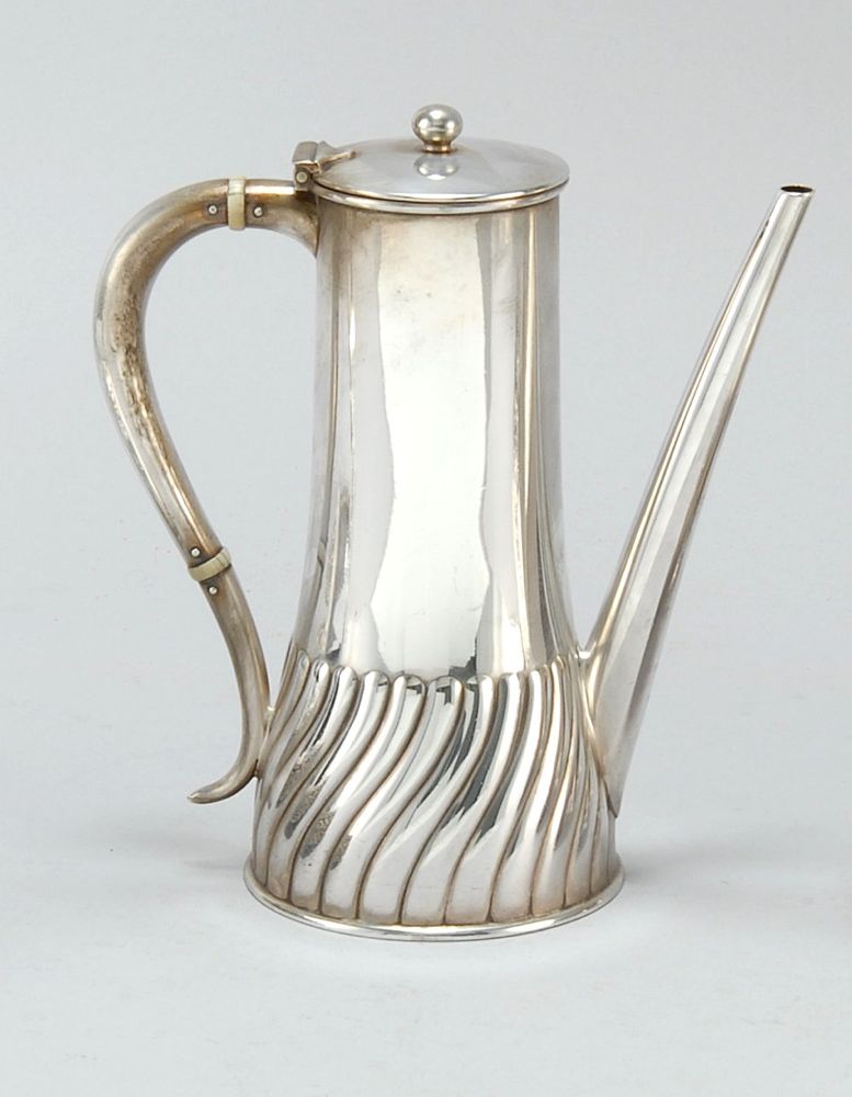 Appraisal: SILVER PLATED DEMITASSE POT By Tiffany In tapered cylindrical form