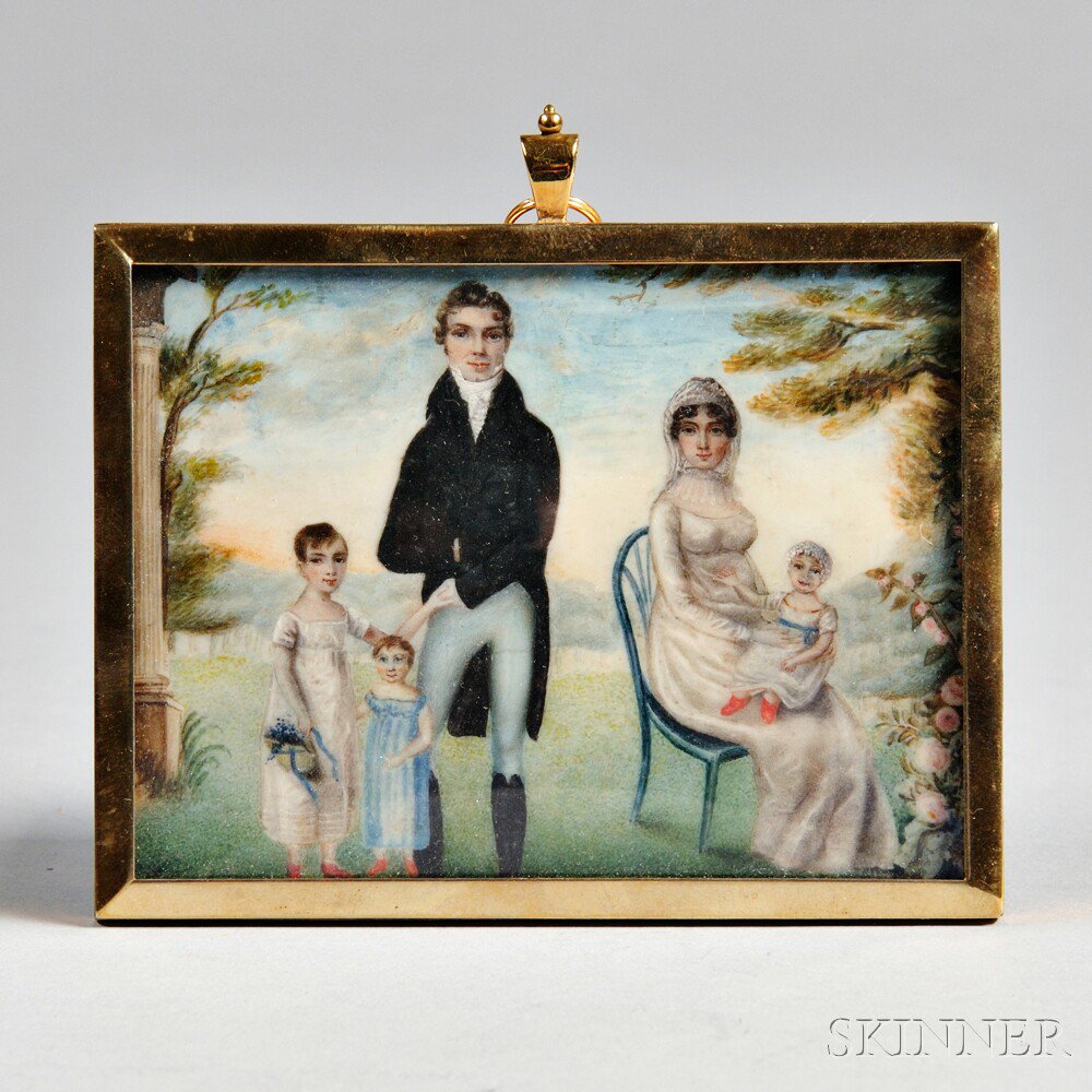 Appraisal: Portrait Miniature of a Family Germany early th century the