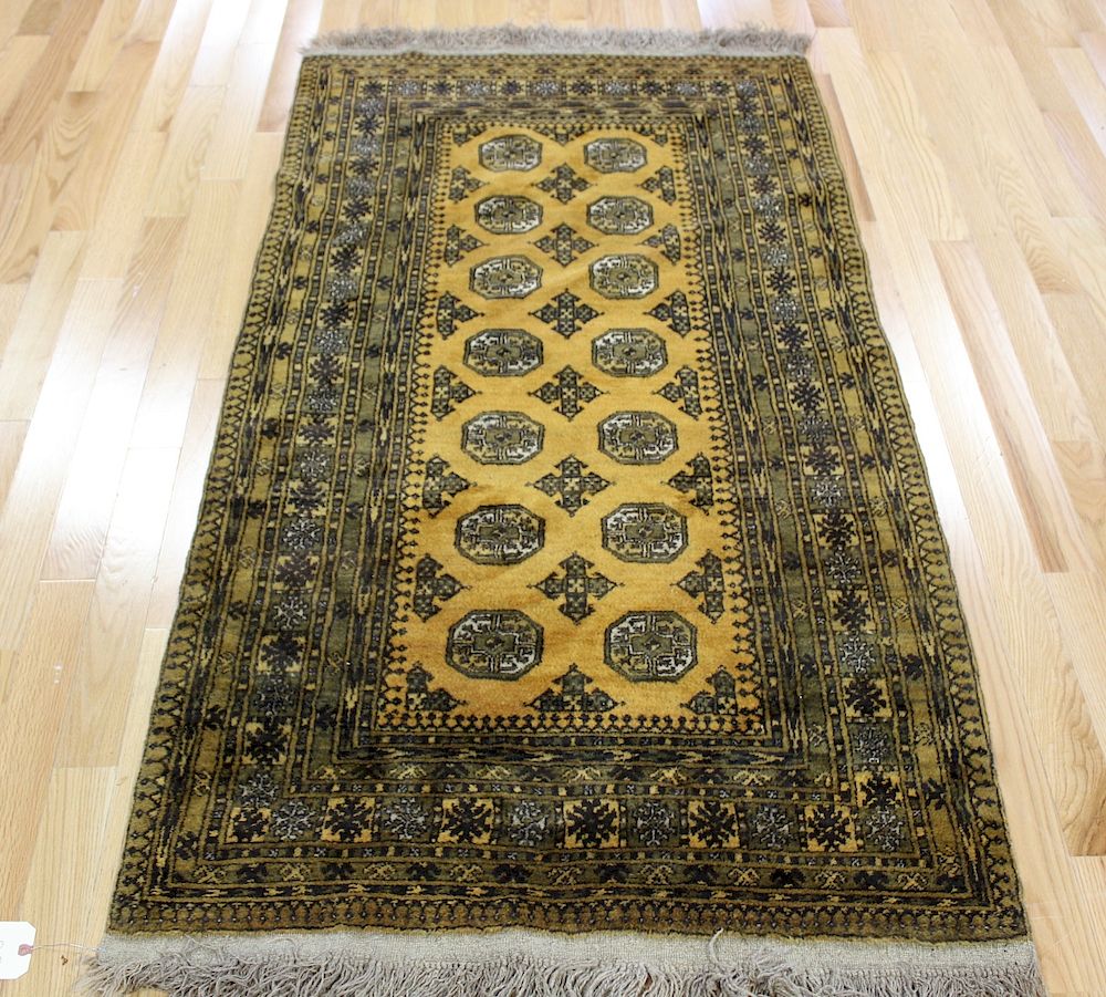 Appraisal: Vintage and Finely Hand Woven Bokhara Carpet Nice pattern and