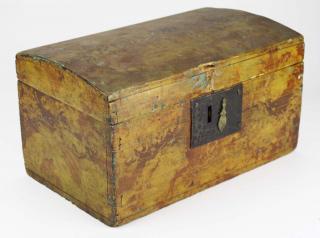 Appraisal: early th c dome top box w sponge painted decoration