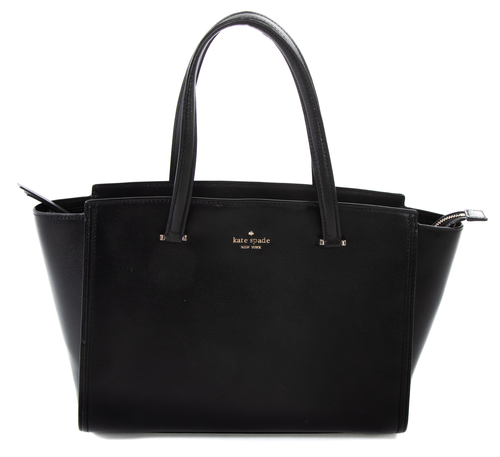 Appraisal: KATE SPADE BLACK LEATHER HANDBAG in H in W in