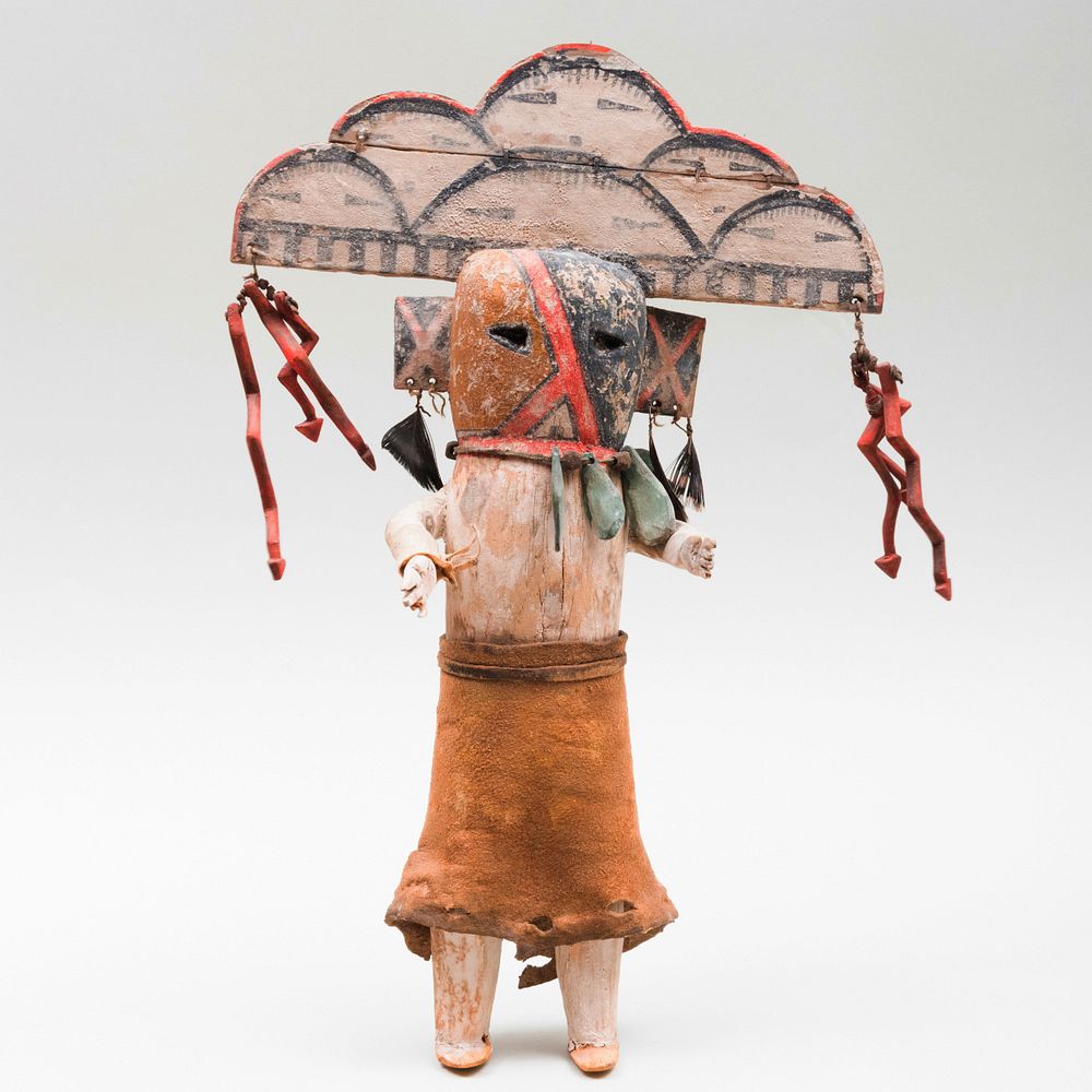 Appraisal: Hopi Painted Wood and Hide Rain Cloud Kachina Doll x