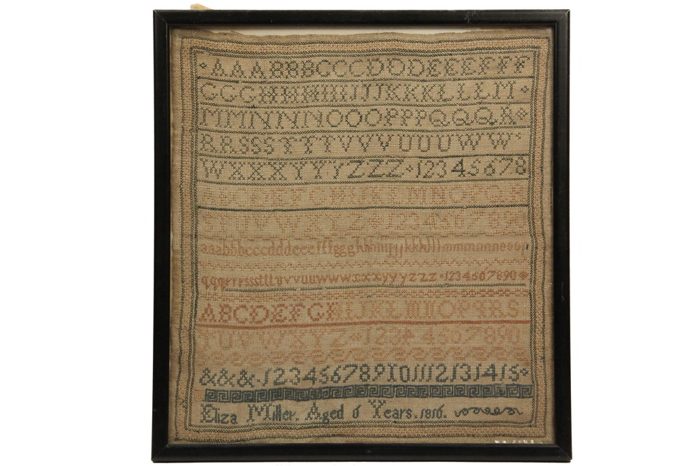 Appraisal: EARLY AMERICAN SAMPLER - Small Alphabet Sampler silk and wool