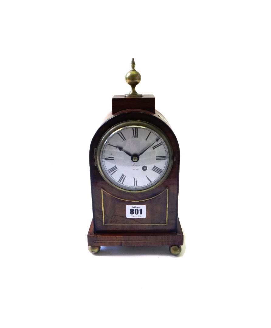 Appraisal: An English rosewood cased mantel clock early th century with