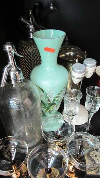 Appraisal: COLLECTION OF SODA SYPHONS GLASS AND VICTORIAN VASE