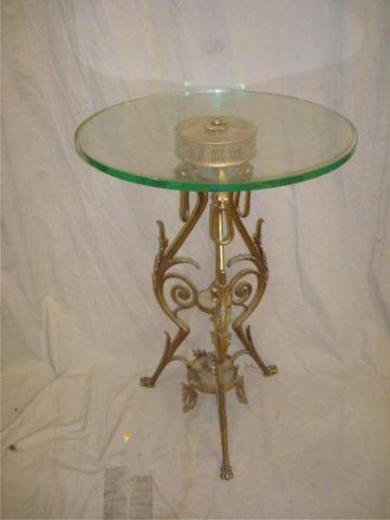 Appraisal: Gilt Metal And Glass End Table With Claw Feet Gilt