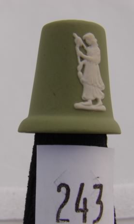 Appraisal: Wedgwood green thimble with classical figure