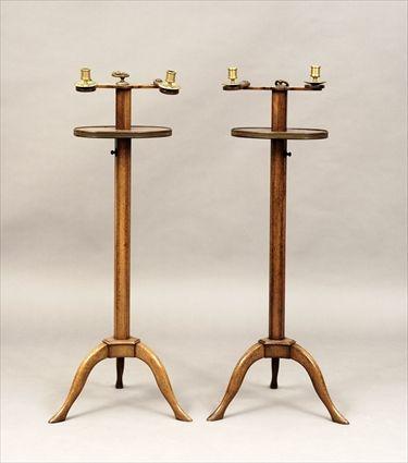 Appraisal: Pair of Louis XVI-Style Brass-Mounted Fruitwood Adjustable Gueridons x in