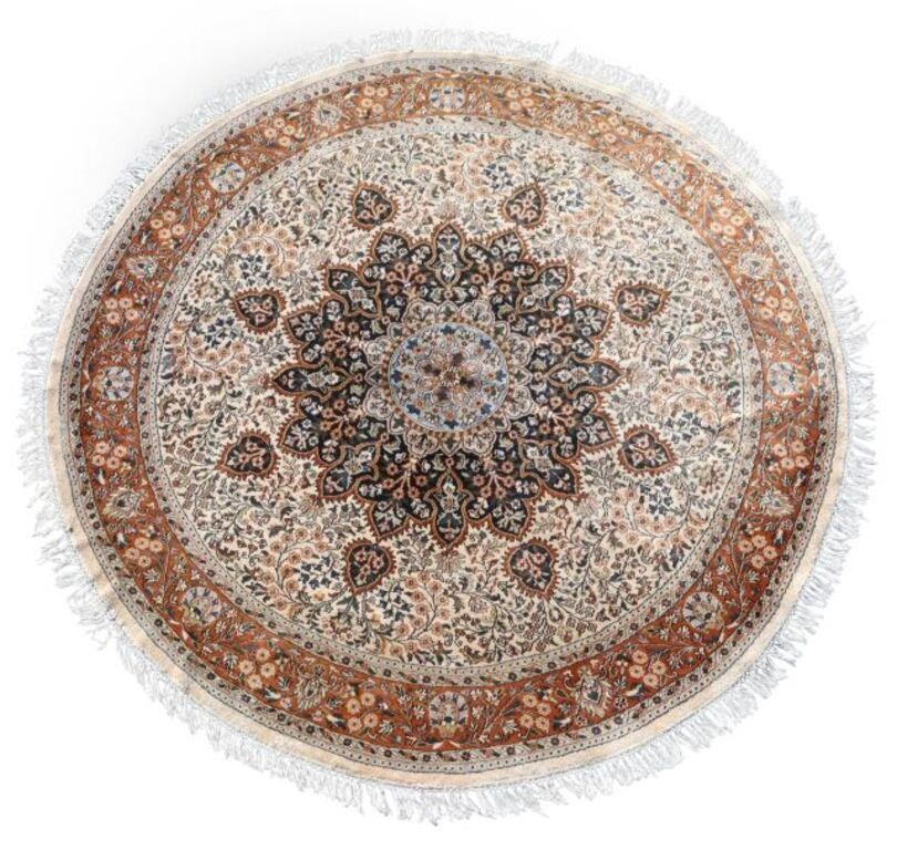 Appraisal: MACHINE-WOVEN ROUND RUG ' DIAMMachine woven rug approx ' diam