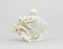 Appraisal: Small Carved White Opal Snuff Box circa th Century White