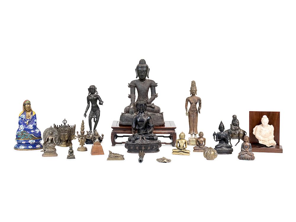 Appraisal: Eighteen Buddhist Bronze Figures and Objects Eighteen Southeast Asian and