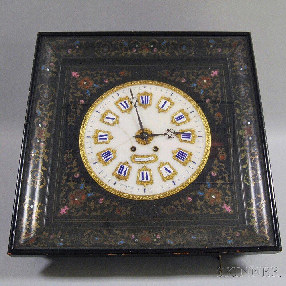 Appraisal: E Bourdelot Enameled Baker's Chiming Wall Clock late th century