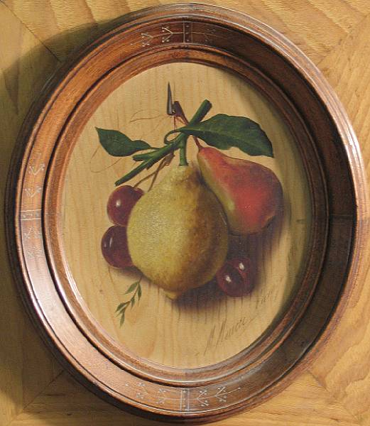 Appraisal: Michelangelo Meucci Italian - A trompe l'oieil with fruit also