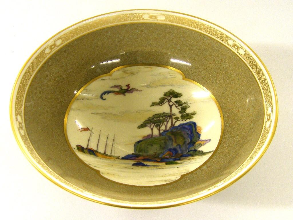 Appraisal: Royal Worcester circular bowl the interior decorated with a reserve