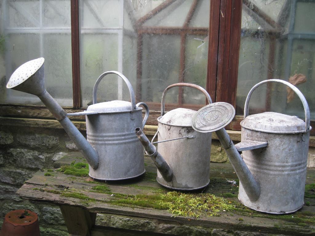 Appraisal: Three galvanised Watering Cans