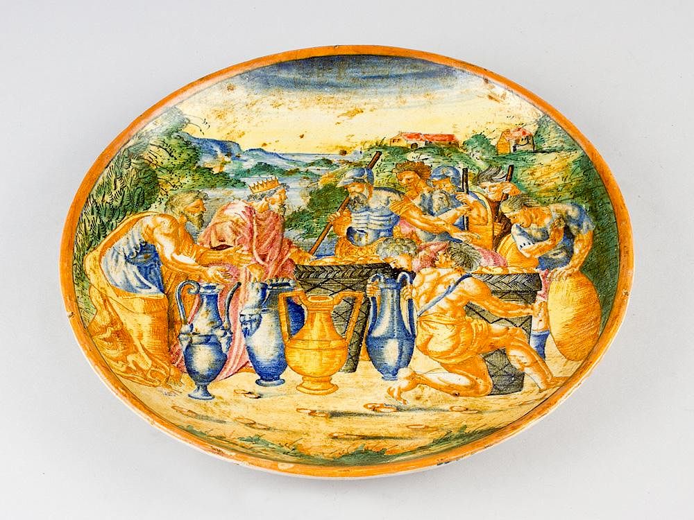 Appraisal: An Urbino ceramic dish An Urbino ceramic dish round shape