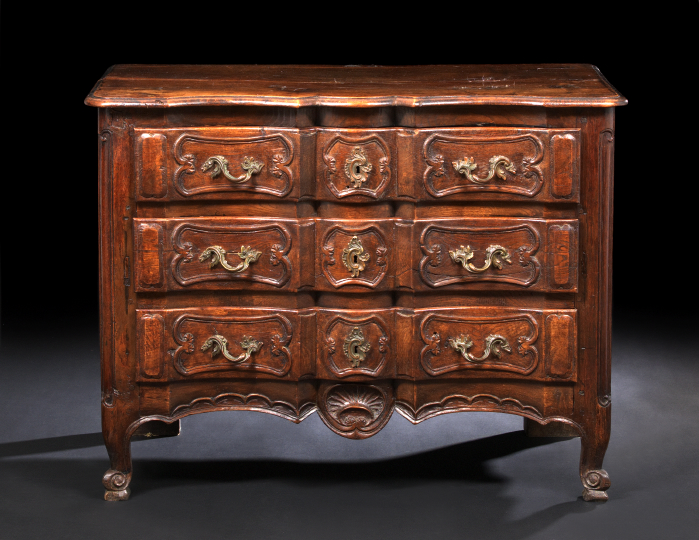 Appraisal: Provincial Louis XV-Style Oak Commode second quarter th century the