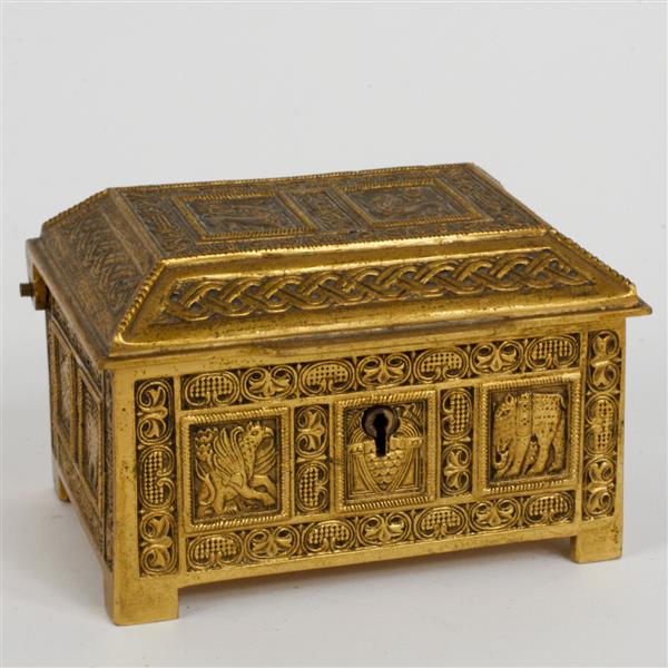 Appraisal: Continental gilt bronze vanity box with velvet-lined interior design of