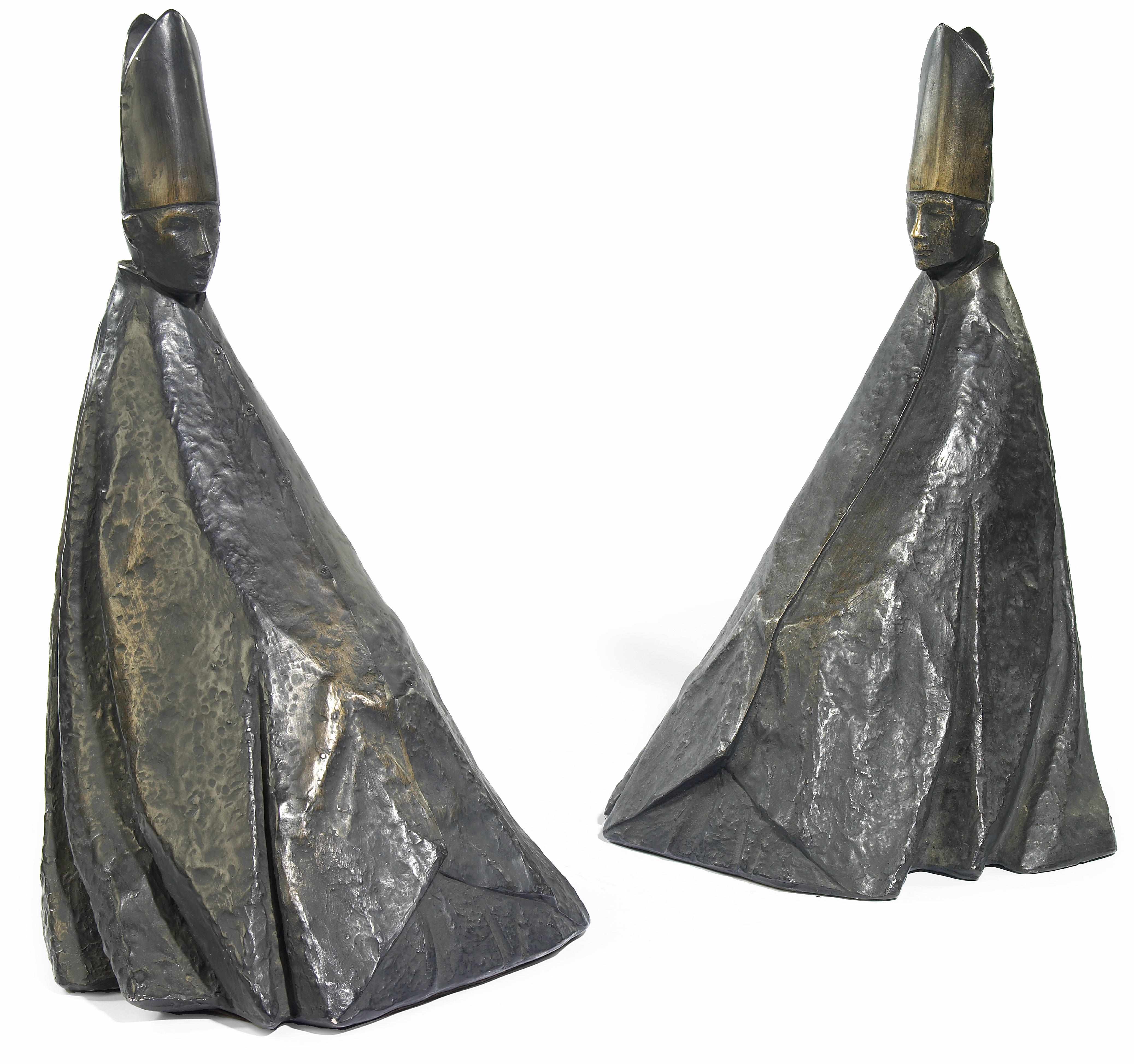 Appraisal: A pair of contemporary glazed ceramic figures of cardinals after