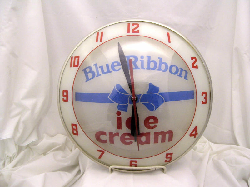 Appraisal: Blue Ribbon Ice Cream Bubble Face Clock Bubble face clock