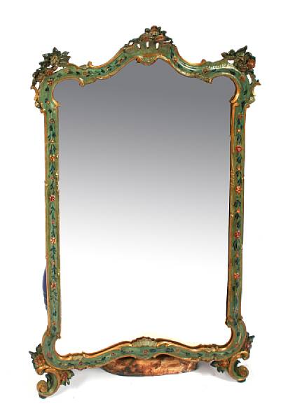 Appraisal: An Italian Rococo style paint decorated mirror height ft in