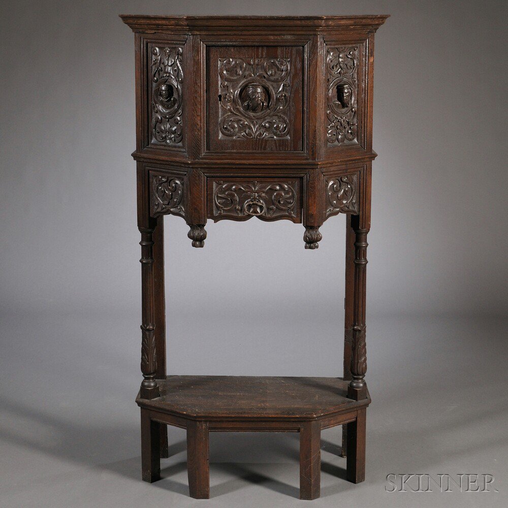 Appraisal: Jacobean-style Oak Credence Cabinet late th early th century paneled