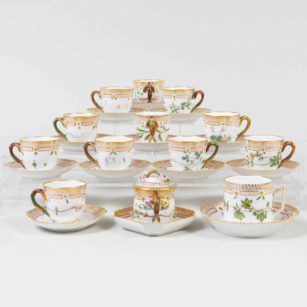 Appraisal: Group of Royal Copenhagen Porcelain 'Flora Danica' Wares Green printed