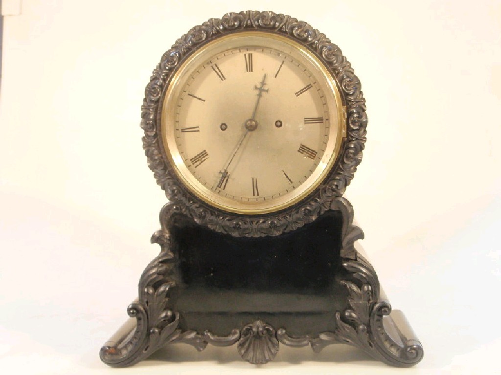 Appraisal: A thC ebonised balloon mantel clock of eight day movement