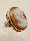 Appraisal: LADY'S RING - Victorian carnelian hard stone cameo with female