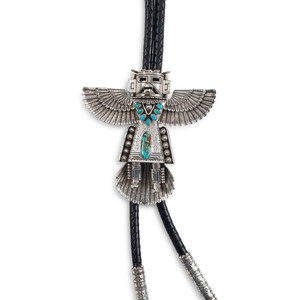 Appraisal: Navajo Sterling Silver and Turquoise Katsina Bolo Tie second half