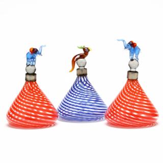 Appraisal: Three Venetian Art Glass Perfume Bottles mid th century hand