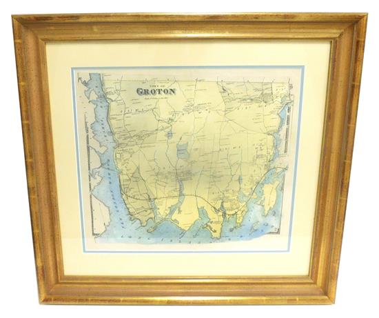 Appraisal: MAP th C residential town map of Groton Connecticut hand-colored