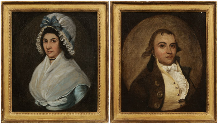 Appraisal: American School late th century Pair of Portraits unsigned said