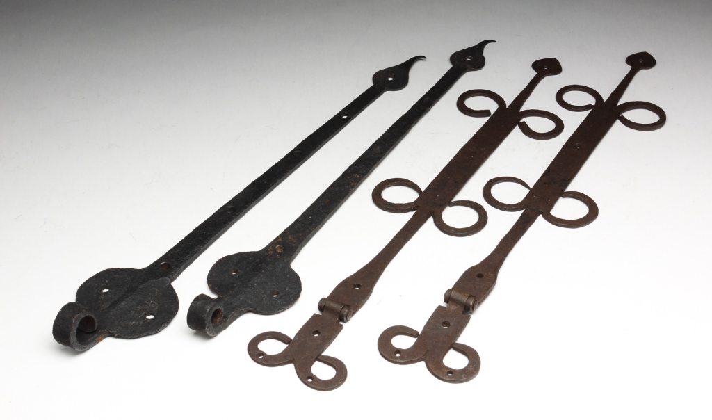 Appraisal: TWO PAIR OF AMERICAN WROUGHT IRON HINGES Late th-early th