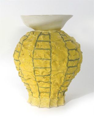 Appraisal: Richard Slee born a large earthenware crinkled vase shouldered form