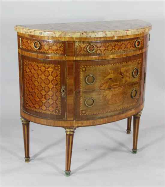 Appraisal: A Louis XVI style parquetry and marquetry semi-elliptical commode ft