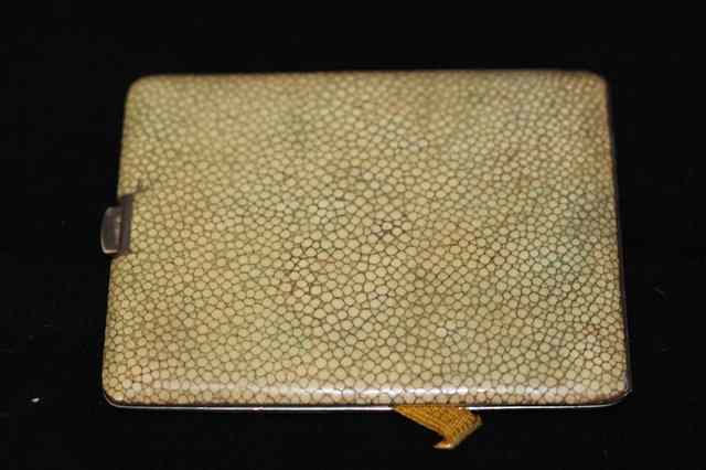 Appraisal: A SILVER AND SHAGREEN CIGARETTE CASE wide with import marks