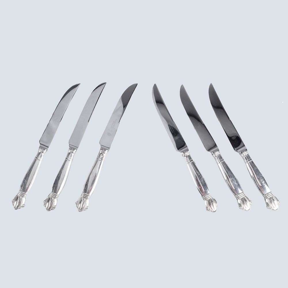 Appraisal: Web Sterling Steak Knives Six Web sterling handled steak knives