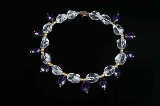 Appraisal: GOLD ROCK CRYSTAL AND AMETHYST CHOKER Designed by Aurea Irene